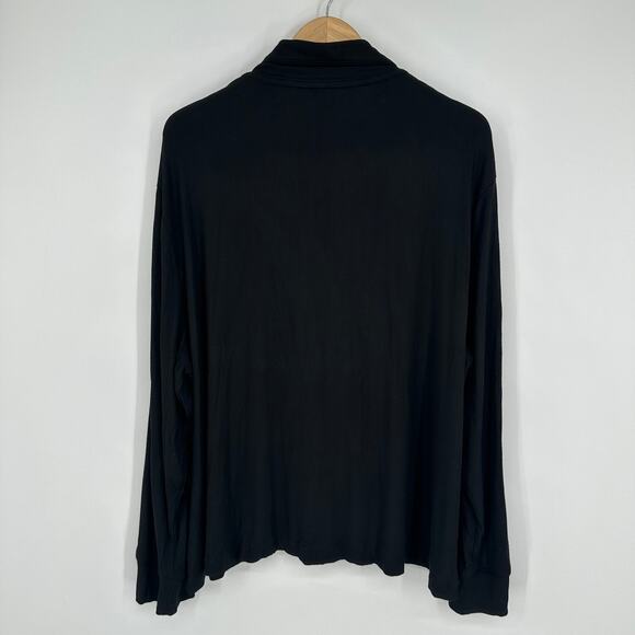 SKIMS Soft Lounge Ribbed Sleep Top Button Down Shirt Modal Jersey in Onyx Black - Picture 8 of 13